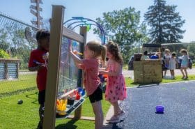Nature Explore Certified outdoor classroom at New Horizon Academy in Burnsville, Minnesota